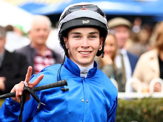 HAWKESBURY, AUSTRALIA - MAY 04: Zac Lloyd riding Parisal wins Race 5 Hawkesbury XXXX Gold Rush during "Hawkesbury Cup Day" - Sydney Racing at Hawkesbury Racecourse on May 04, 2024 in Hawkesbury, Australia. (Photo by Jeremy Ng/Getty Images)