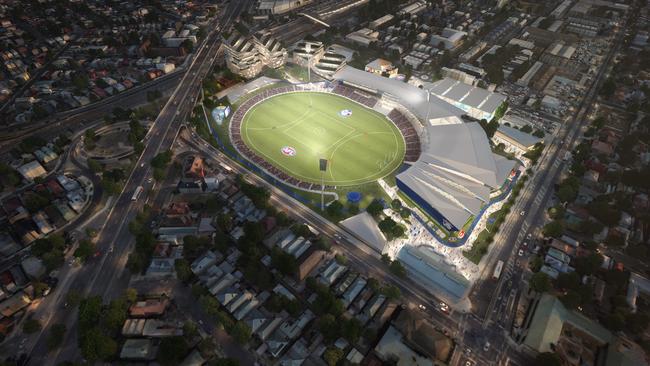 Digital images of how a Whitten Oval redevelopment would look.