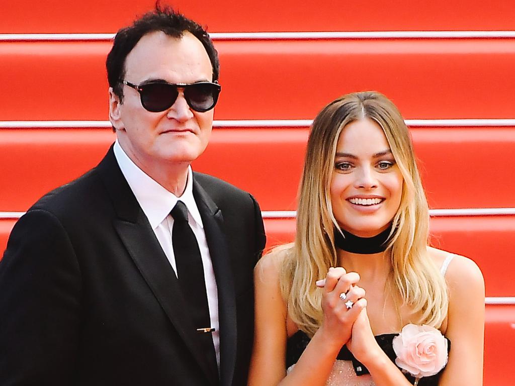 Director Quentin Tarantino and Margot Robbie. Picture: Getty Images