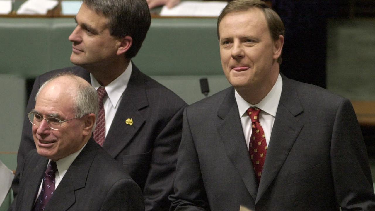 Former PM John Howard, former deputy prime minister John Anderson and then treasurer Peter Costello at Parliament House in May 2002. Picture: Michael Jones.