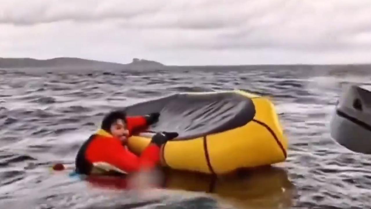 Kayaker Adrián Simancas was momentarily swallowed by a humpback whale off Chilean Patagonia before being released unharmed seconds later. Simancas was kayaking with his father, who filmed the incredible encounter. Picture: X