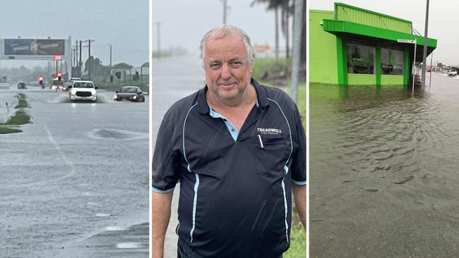 Mackay streets and cars flooded, road to airport closed