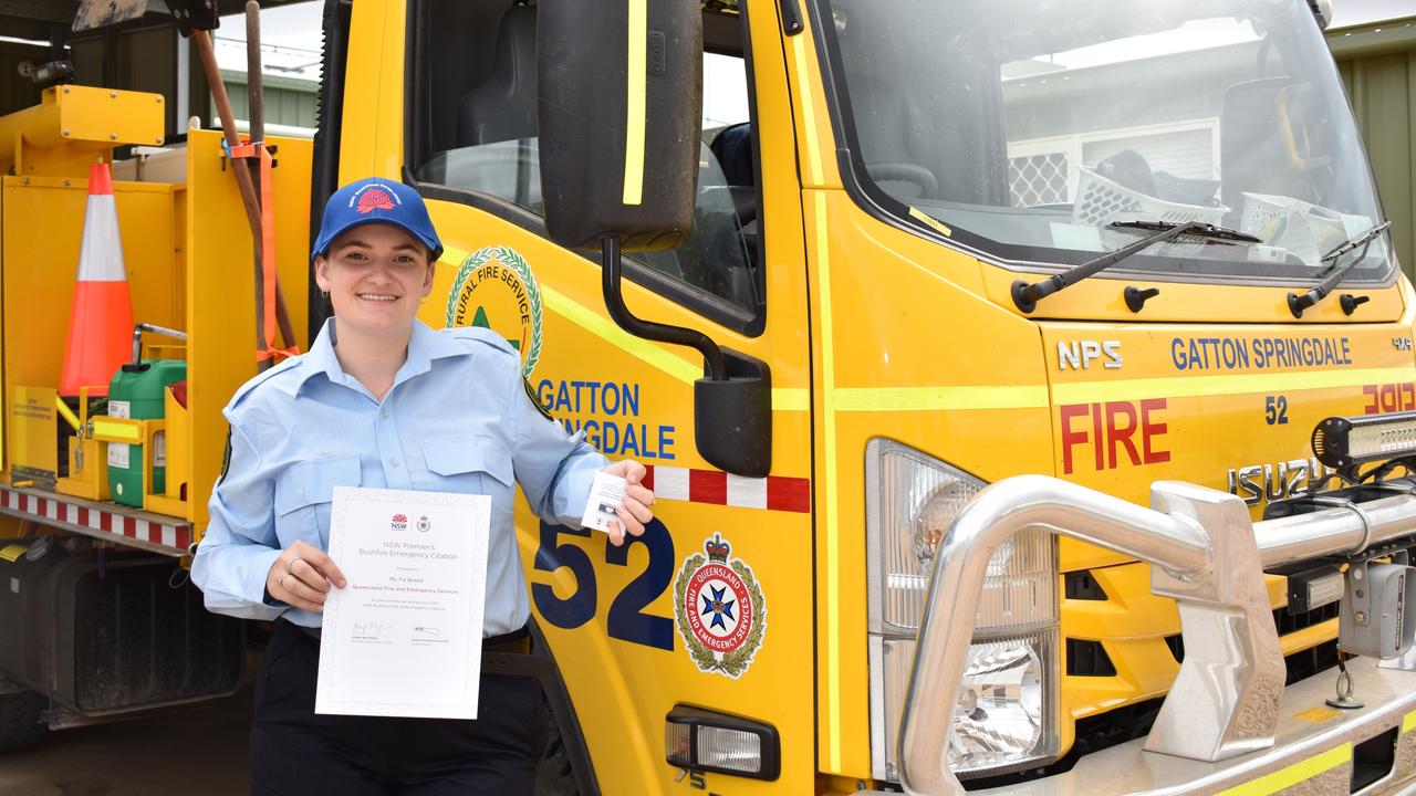 Gatton Springdale Rural Fire Brigade Volunteer, Tia Breed, who won a NSW Bushfire Citation for her efforts in fighting the 2019/20 NSW bushfires. Photo: Hugh Suffell.