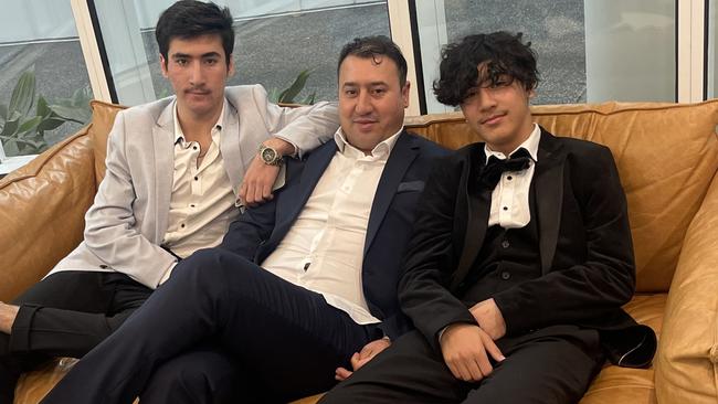 Missing Teenager Mehdi Habibi with his father Mir Habibi and Brother Sahil Habibi . Picture: Supplied by Family