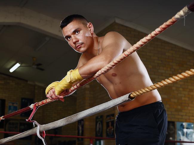 DAILY TELEGRAPH 19TH OCTOBER 2022Pictured at his gym at the PCYC in Rockdale is boxer Tim Tszyu.Today marks 100 days until his fight for the undisputed super-welterweight titles against Jermell Charlo in Las Vegas. Picture: Richard Dobson