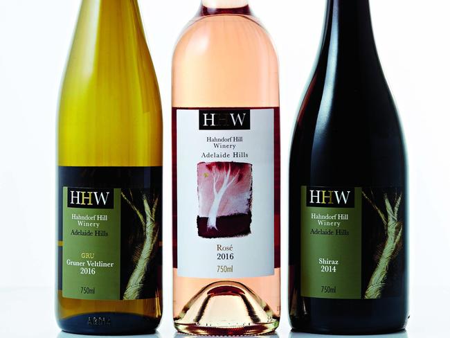 TWAM-20170218 EMBARGO FOR TWAM 18 FEB 2017 NO RESUSE WITHOUT PERMISSION 2016 Hahndorf Hill winery Gru Adelaide Hills Gruner Veltliner, 2016 Hahndorf Hill winery Adelaide Hills Rose 2016 Hahndorf Hill winery Adelaide Hills Shiraz