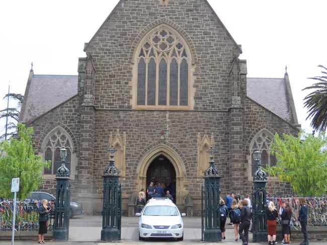 Mourners gather at St Patrick’s Cathedral for the funeral of beloved Ballarat teen Bridie Cocks. Picture: Timothy Cox