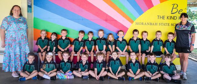 Moranbah State School Prep HB Back Row: Teacher Miss Hayley Brown, Izabella Perren, Rubie Kummerow, Spencer Wallis, Landon Black, Layla Lintott, Kenzie Mellor, Cyannah Boss, Cooper Crow, Jonah Wood, Oscar Searle, Adam Gilmartin, River Robertson, Teacher Aide Mrs Jaime Camilleri Front Row: Tyson Dibdin, Scarlett Dowie, Skye Barber, Ryder Firth, Van Richardson, Marlow Fraser, Charlie Rowe, Byron Wade, Clarissa Van Es