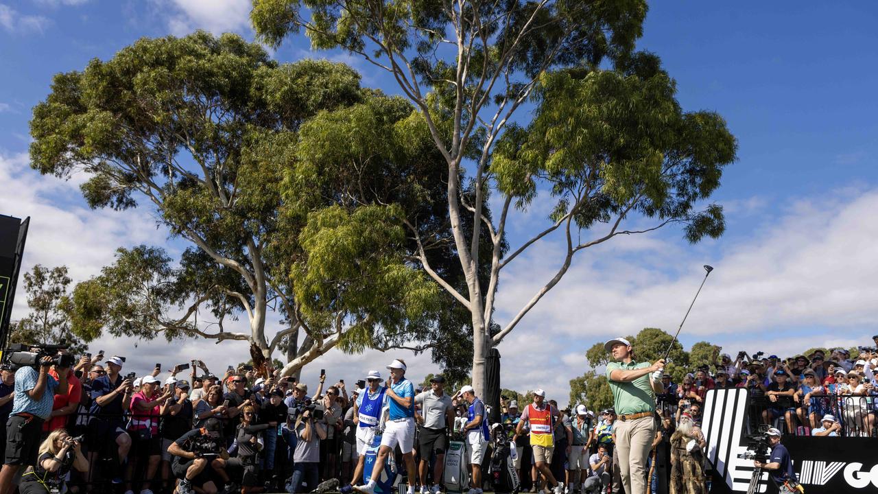 Cameron Smith tees off on the first hole in Adelaide. NCA NewsWire / Kelly Barnes