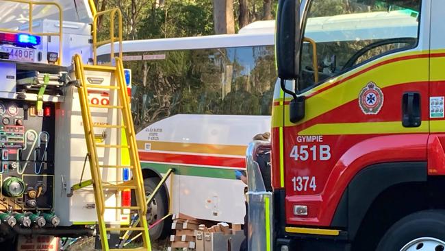 The driver of the full Gympie region school bus is already being hailed a hero for her efforts to avoid the crash.