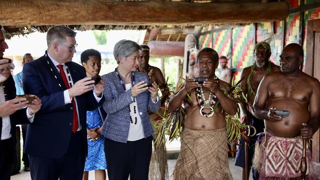 Foreign Affairs Minister Penny Wong, alongside Pat Conroy, Michael McCormack and Simon Birmingham have visited Vanuatu this week – where Senator Wong signed a security deal. Picture: DFAT