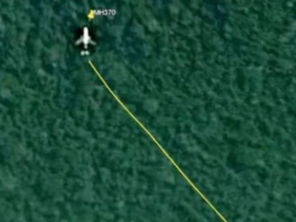 This image of a ‘plane-shaped object’ in the Cambodian jungle found by London film producer Ian Wilson went viral last month. Picture: Google Earth