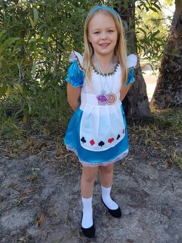 Kayleigh James dressed as Alice In Wonderland for Book Week. Picture: Jessica Anderson