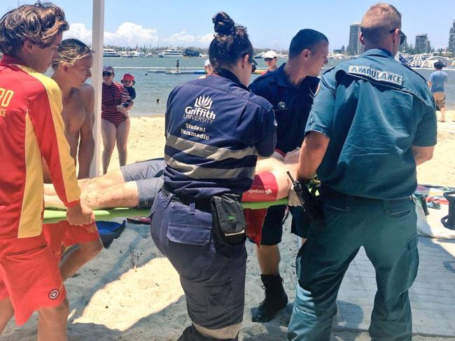 A man was taken to hospital after swallowing a lot of water at the Broadwater Parklands. Photo: @lifesavingqld