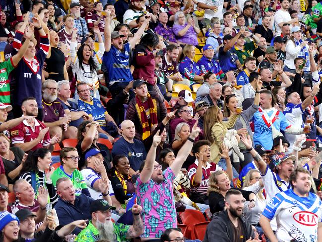 Crowds in the Stadium, Colour around Suncorp Stadium and Caxton Street ahead of Magic Round , Suncorp Stadium, Milton, Brisbane, on Friday 17th May 2024 - Photo Steve Pohlner