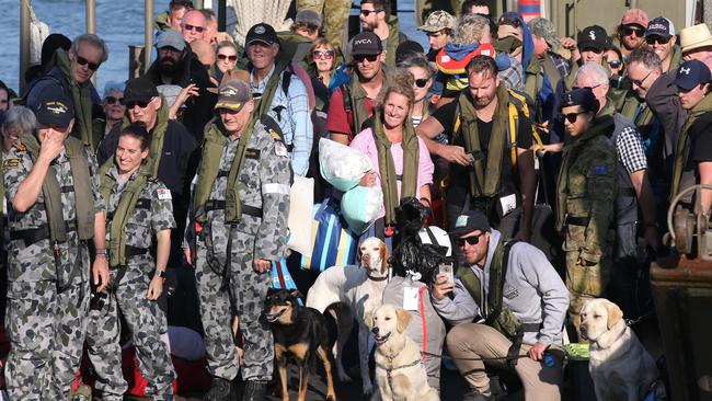 Evacuees arrive at Hastings. Picture: Wayne Taylor