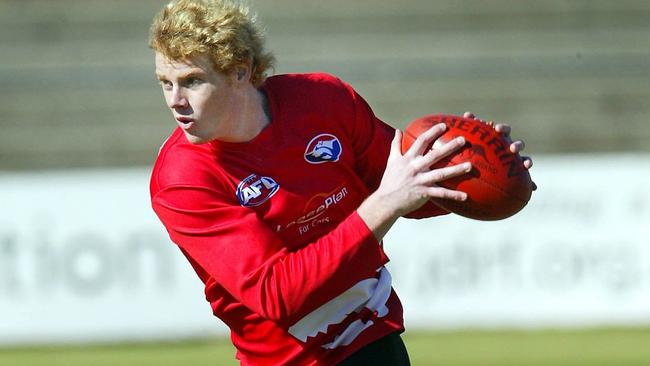 Adam Cooney at Western Bulldogs training in 2004. Picture: Michael Klein