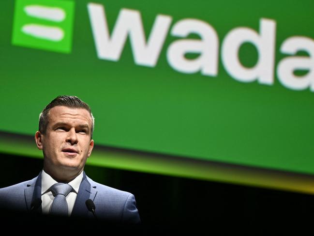 (FILES) World Anti-Doping Agency (WADA) Polish President Witold Banka delivers a speech at the opening of the two-day annual WADA symposium in Lausanne, on March 12, 2024. The US Anti-Doping Agency (USADA) called April 23, 2024 for an overhaul of the World Anti-Doping Agency (WADA) and an independent investigation into Chinese swimmers testing positive before the Tokyo Olympics. (Photo by Fabrice COFFRINI / AFP)