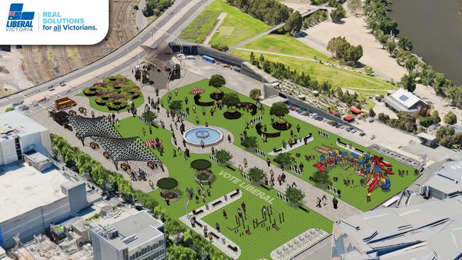 The Liberal Party’s vision for Federation Square East. Picture: National / Liberal parties