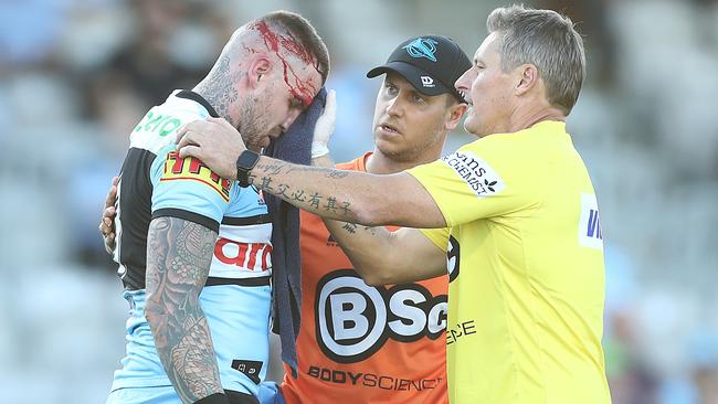 Josh Dugan was treated for a head knock against the Cowboys. Picture: Mark Metcalfe/Getty Images