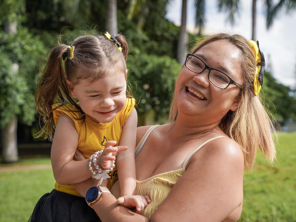 Mackay mum Maria Martin with her daughter Stella-Rose, 3, celebrating 12 months of being surgery free at the Wiggles concert on Thursday, April 30, 2021. Picture: Heidi Petith