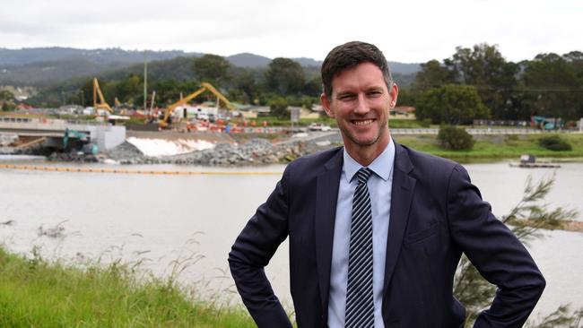 Minister for Main Roads Mark Bailey inspects John Muntz Bridge repairs earlier this month. Photo Steve Holland