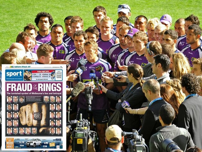 Craig Bellamy leads a defiant Melbourne Storm response to their punishment for cheating the salary cap.