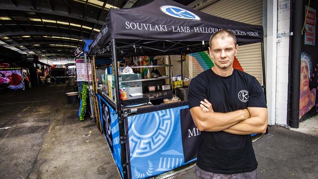 Diego Abreu at the Little Greek Kitchen stall at the Miami Marketta. Picture: Nigel Hallett