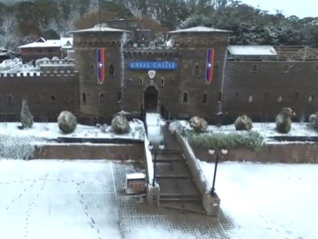 Snow surrounds Kryal Castle