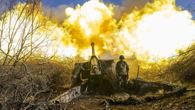 A Ukrainian soldier fires toward Russian positions outside Bakhmut, eastern Ukraine. Picture: Bulent Kilic/AFP/Getty Images/WSJ