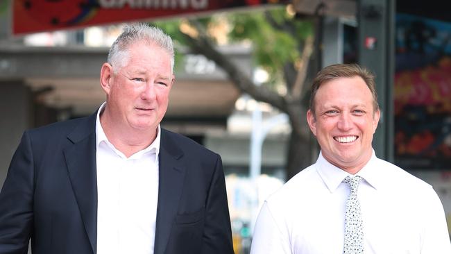 Deputy Premier Steven Miles (right) and Peter Priest from Trenert. Pic: Annette Dew