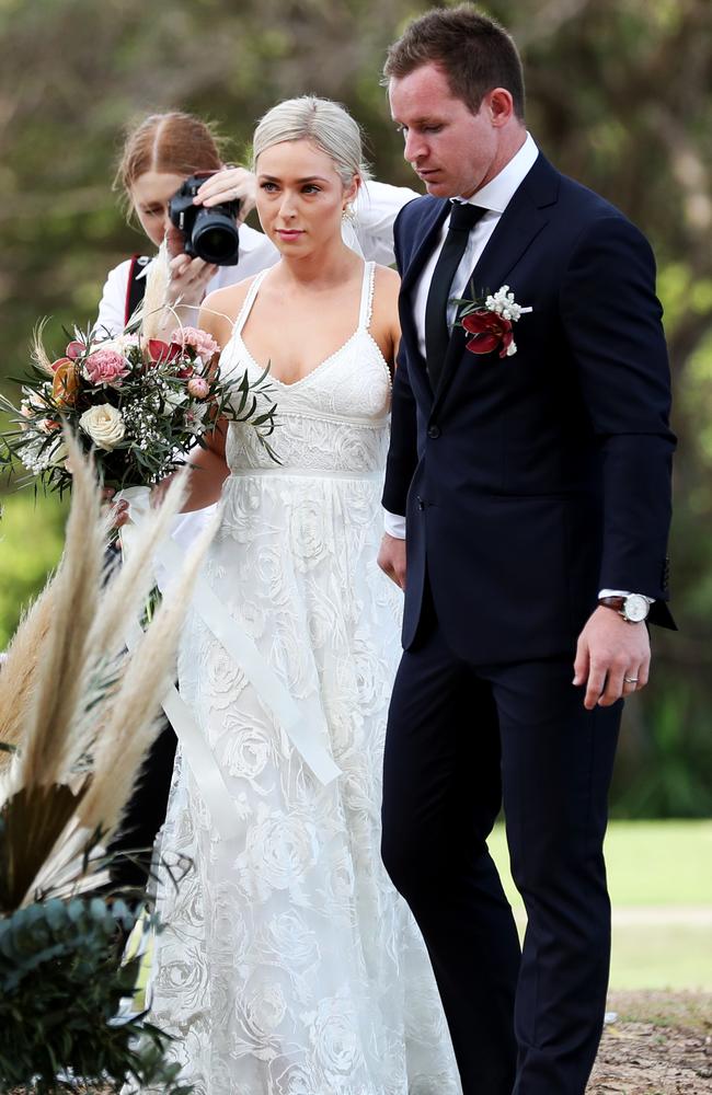 Michael Morgan and Brianna tied the knot at Picnic Bay, Magnetic Island, in October, 2018. Picture: Alix Sweeney