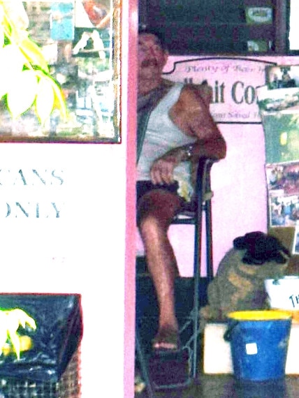 The last known photo of Patrick 'Paddy' Moriarty at the Larrimah Hotel on the day he was last seen. Picture: NT Police