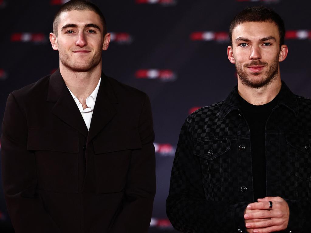 Alpine's Pierre Gasly (R) and Jack Doohan at the Formula One 2025 season launch. Picture: HENRY NICHOLLS / AFP