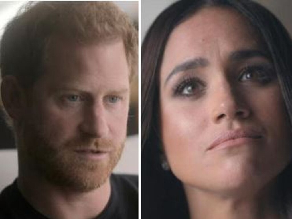 Prince Harry and Meghan Markle in their Netflix docuseries. Picture: Netflix