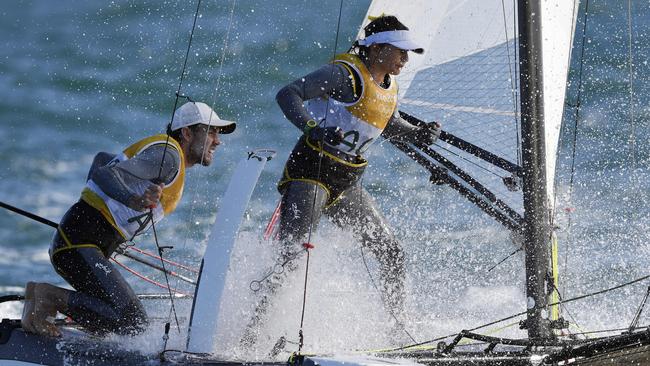 Nacra 17 Mixed sailing class on Guanabara Bay.