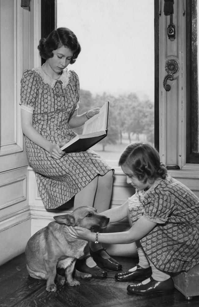 Princess Elizabeth and Princess Margaret Rose loved corgis from an early age. Picture: Lisa Sheridan/Studio Lisa/Hulton Archive/Getty Images