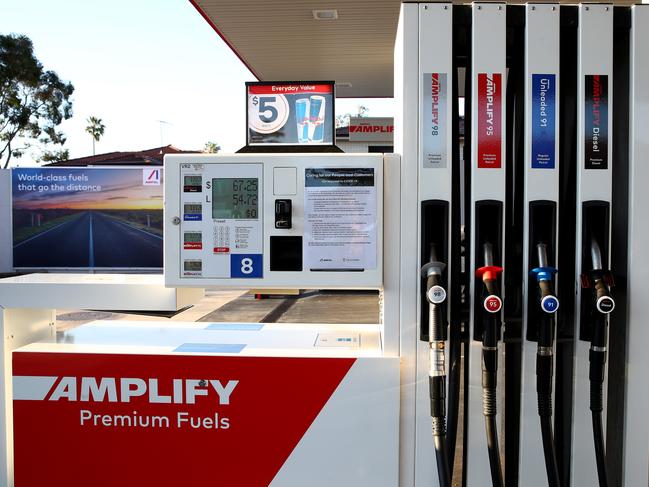 Ampol CEO Matthew Halliday pictured outside the first rebranded Ampol service station on Parramatta Rd in Concord. Caltex is rebranding to Ampol after the American brand exited Australia. Picture: Toby Zerna