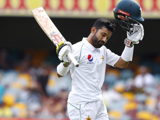 Pakistan's Babar Azam scored his first Test century against Australia in Brisbane.