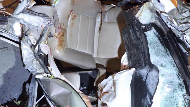 The seats of the four-wheel drive were left blood stained after the crash.