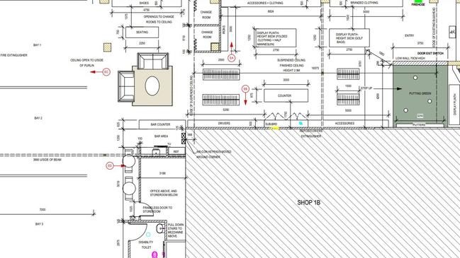 Floor plans of the proposed golf simulator and shop on Sunshine Beach Rd. Photo: contributed