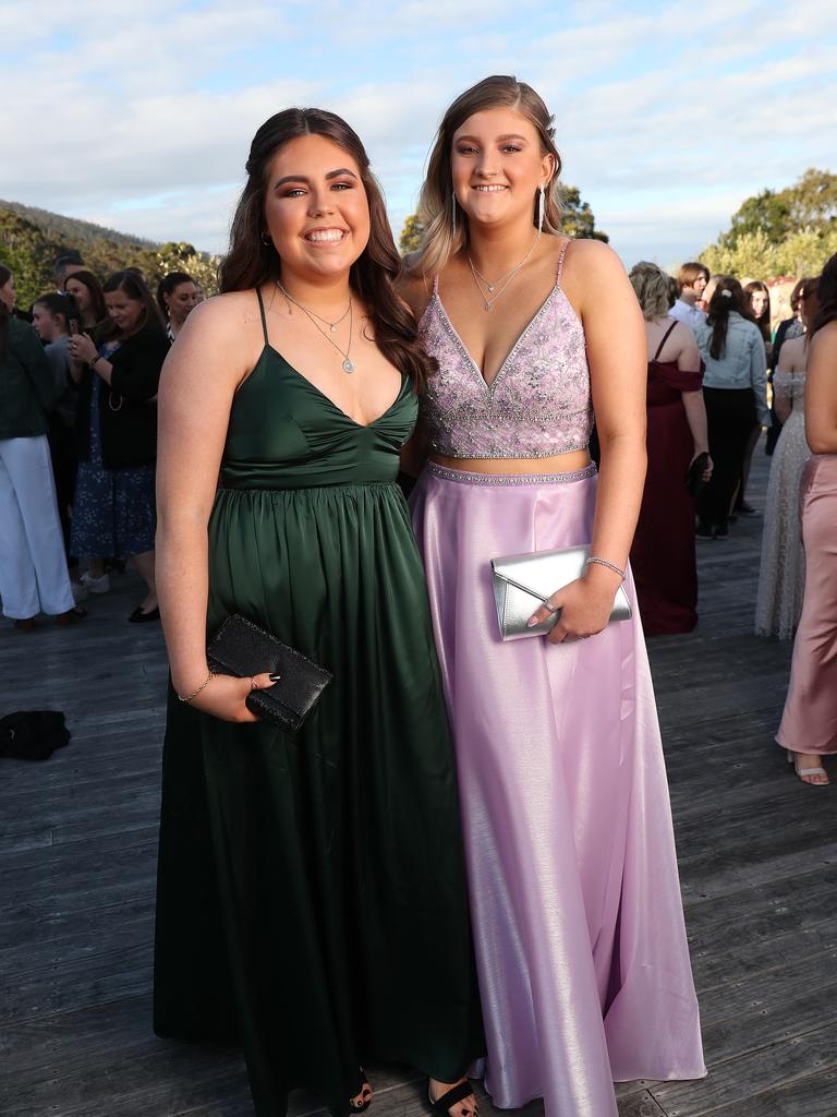 Grace Burbury and Kara Foulston. St Mary's College leavers dinner at Glen Albyn Estate Taroona. Picture Nikki Davis-Jones