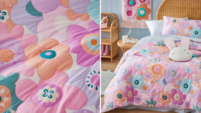Adairs Kids - Poppy Floral Quilted Quilt Cover Set