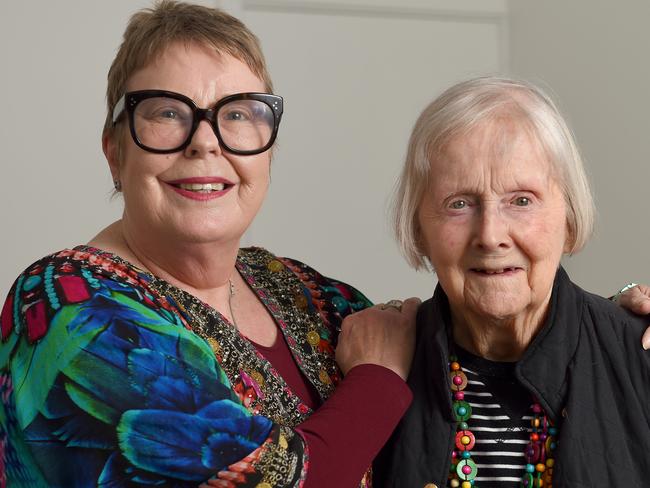 10/10/18 - Full-time carer Lesley Bedini with her step-mother Mary Thoday who has dementia in their home in Glenelg South. Photo Naomi Jellicoe