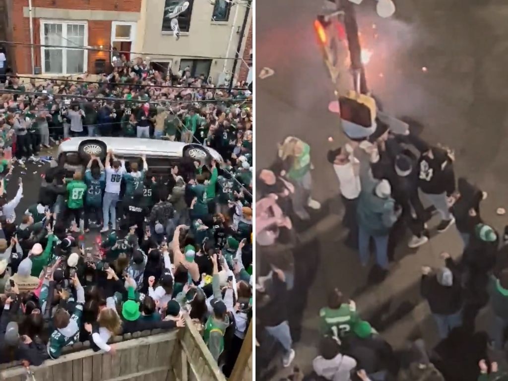 Rowdy fans take to streets after Philadelphia Eagles Super Bowl win