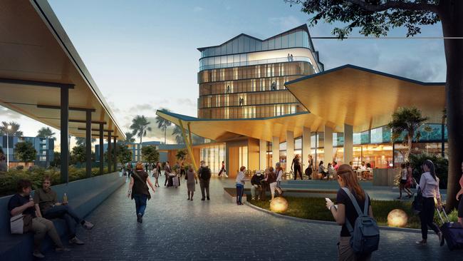 Concept image of the 200-suite hotel that is to be developed within Gold Coast Airport’s planned commercial and education hub.