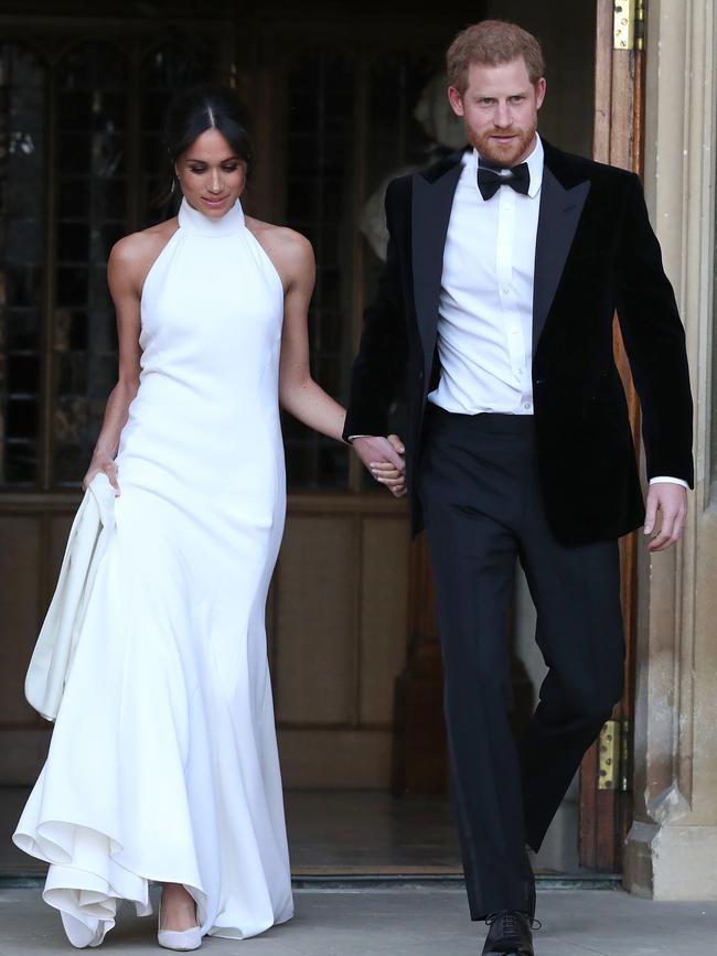 The newlyweds head to the evening reception. Picture: MEGA