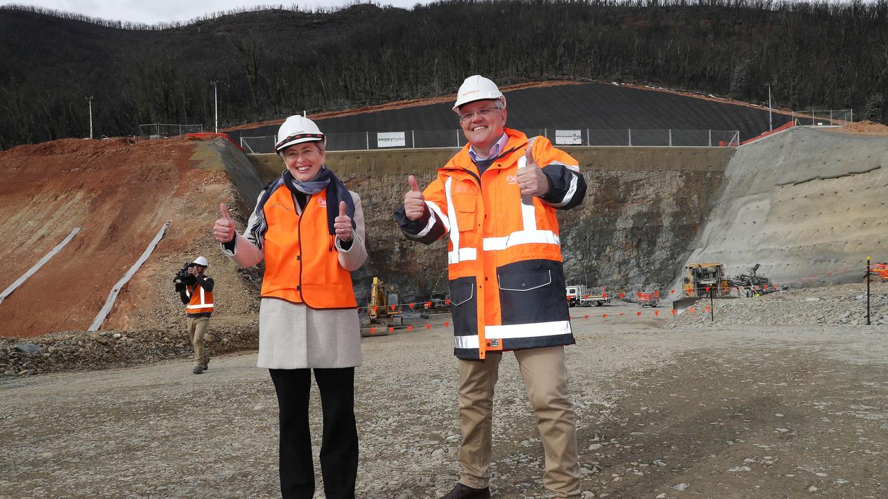 Eden Monaro Liberal candidate Fiona Kotvojs and Prime Minister Scott Morison during a visit to Lobs Hole in the Snowy Mountains. Picture Gary Ramage