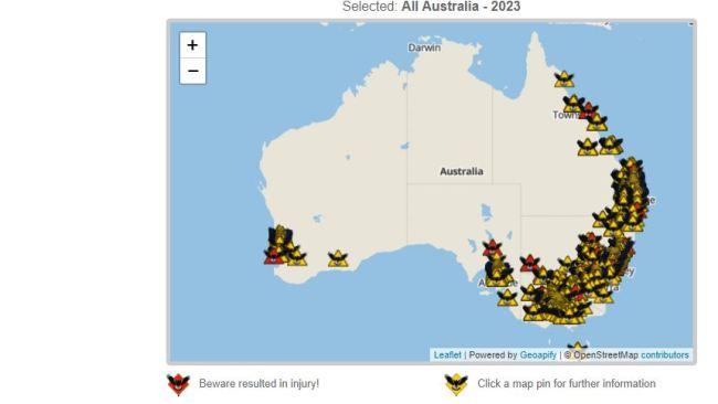 This is the map that will strike fear into the heart of many Aussies. Picture: MagpieAlert!