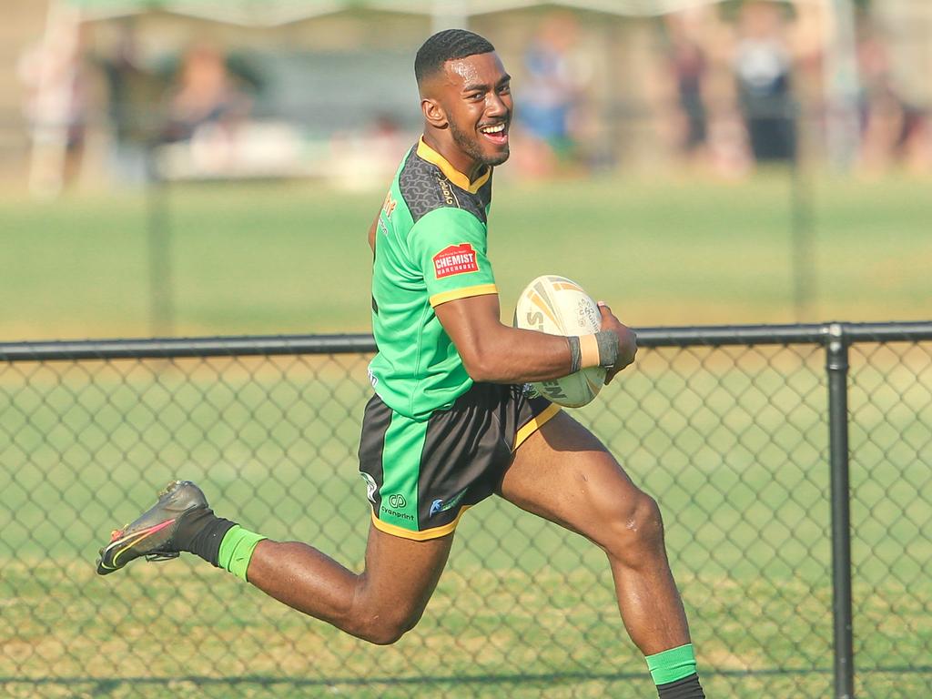 Palmerston’s Tevita Kanalagi in the NRL NT A-Grade match between Nightcliff Dragons and Palmerston Raiders. Picture: Glenn Campbell